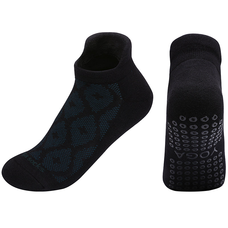 【Yoga Socks】D3黑绿-女士提花香薰毛圈圆头瑜伽普拉提运动袜