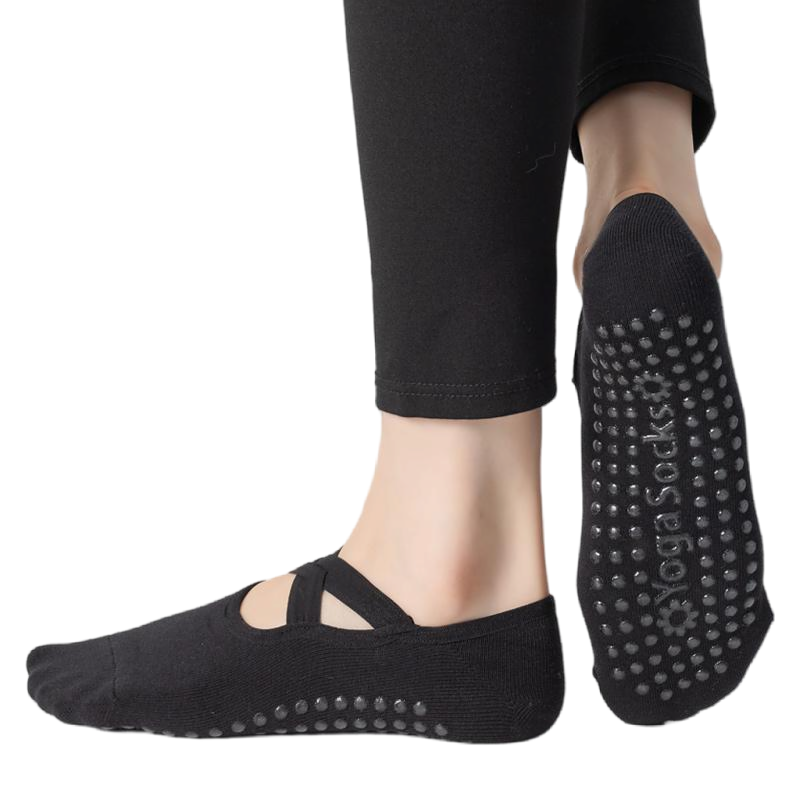 【Yoga Socks】H7黑色-女士圆头瑜伽普拉提运动袜