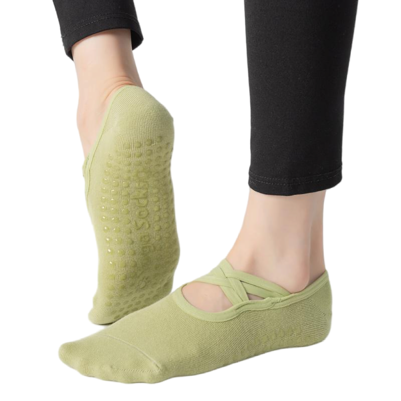 【Yoga Socks】H7绿色-女士圆头瑜伽普拉提运动袜