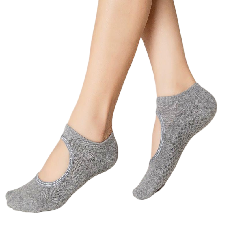 【Yoga Socks】A1浅麻灰-女士毛圈圆头瑜伽普拉提运动袜