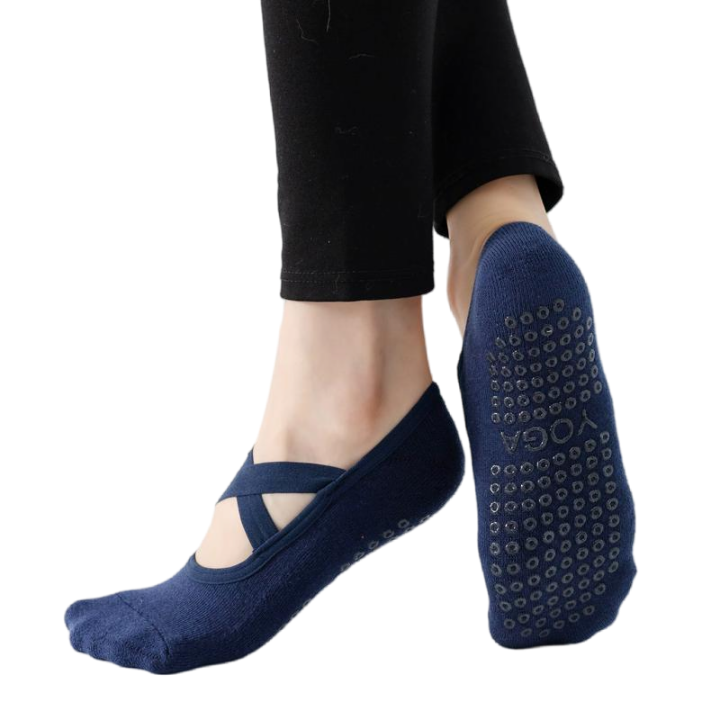 【Yoga Socks】Q2藏青-女士毛圈圆头瑜伽普拉提运动袜
