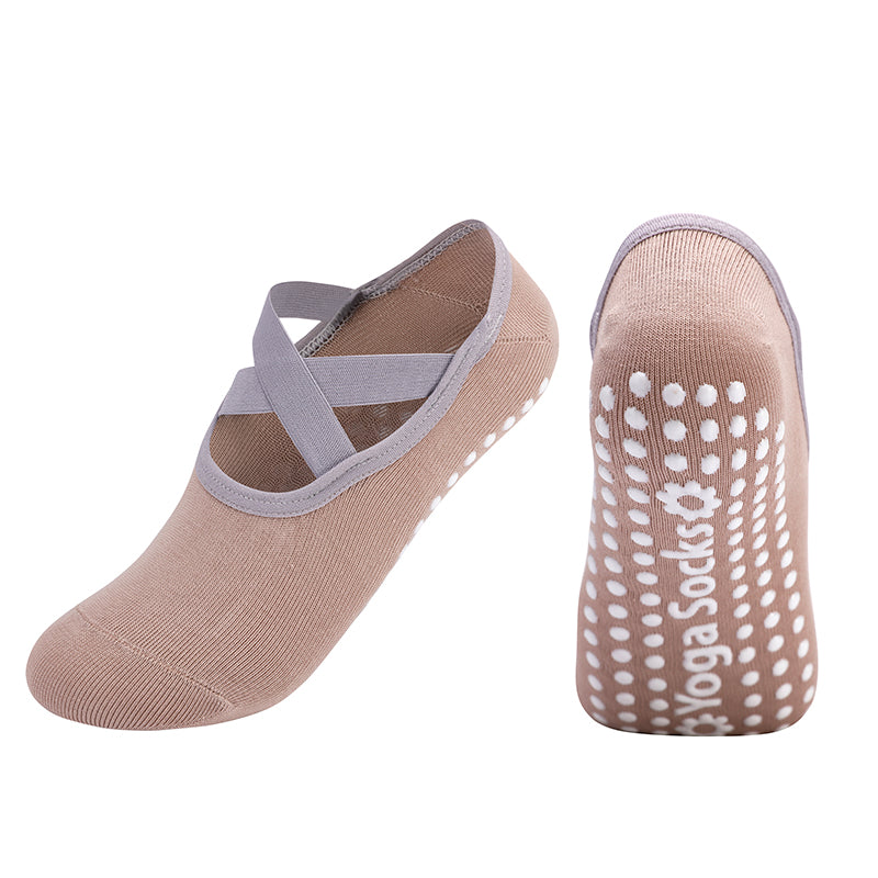 【Yoga Socks】H2米色-女士圆头瑜伽普拉提运动袜