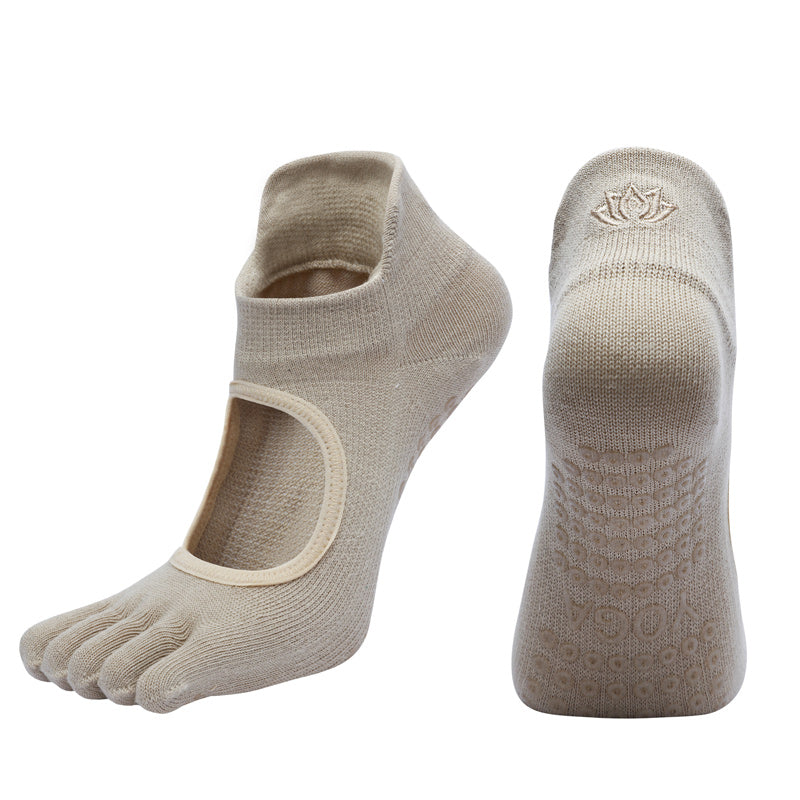 【Yoga Socks】V2米色-女士五指瑜伽普拉提运动袜