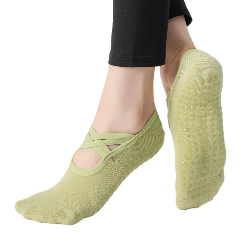 【Yoga Socks】H7绿色-女士圆头瑜伽普拉提运动袜