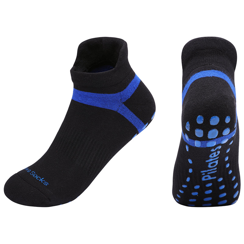 【Yoga Socks】D5黑蓝-男女通用提花毛圈圆头瑜伽普拉提运动袜