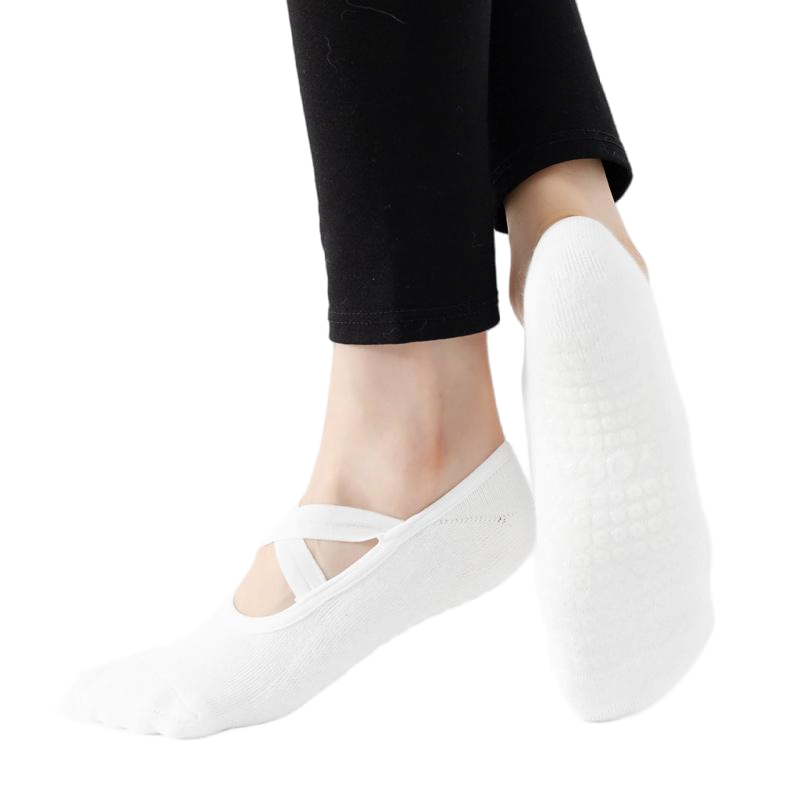 【Yoga Socks】Q2白色-女士毛圈圆头瑜伽普拉提运动袜