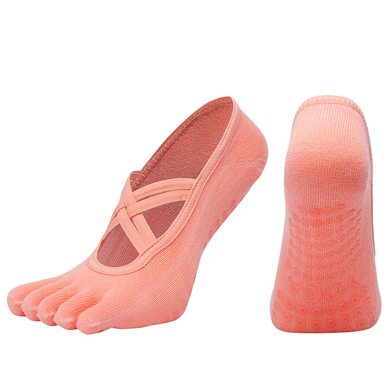 【Yoga Socks】W2珊瑚橙-女士五指瑜伽普拉提运动袜