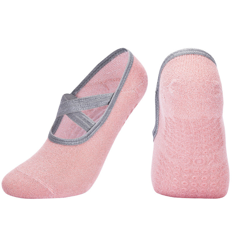 【Yoga Socks】H3珊瑚橙-女士银丝圆头瑜伽普拉提运动袜