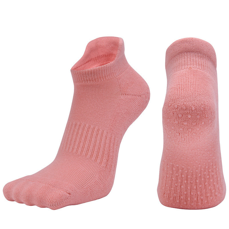 【Yoga Socks】D1珊瑚橙-女士毛圈圆头瑜伽普拉提运动袜