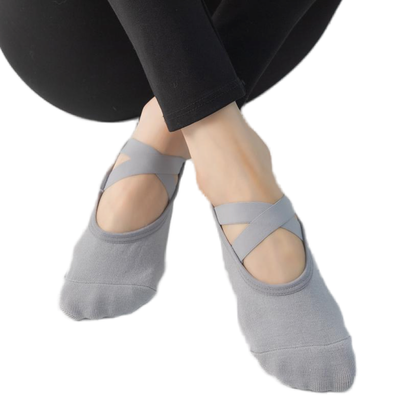 【Yoga Socks】H6浅灰-女士圆头瑜伽普拉提运动袜