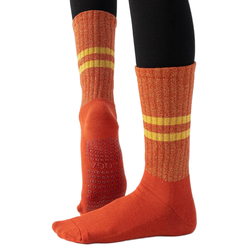 【Yoga Socks】D10中国红-女士金丝毛圈圆头瑜伽普拉提运动袜