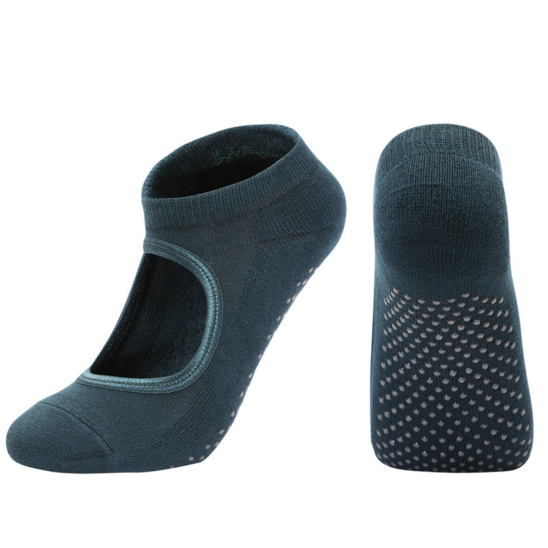 【Yoga Socks】A1墨绿-女士毛圈圆头瑜伽普拉提运动袜