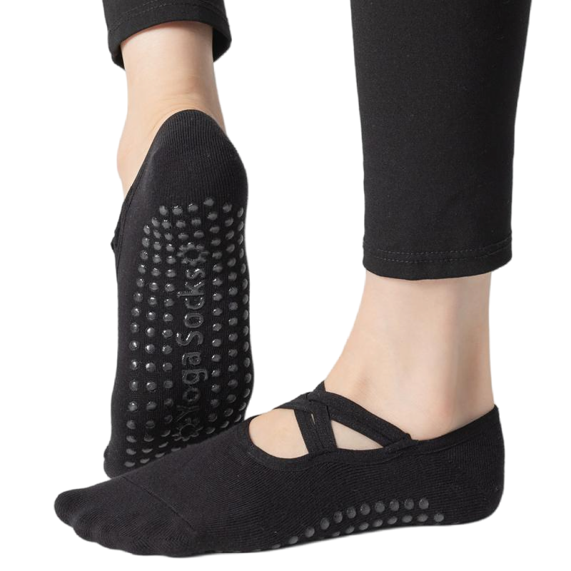 【Yoga Socks】H7黑色-女士圆头瑜伽普拉提运动袜