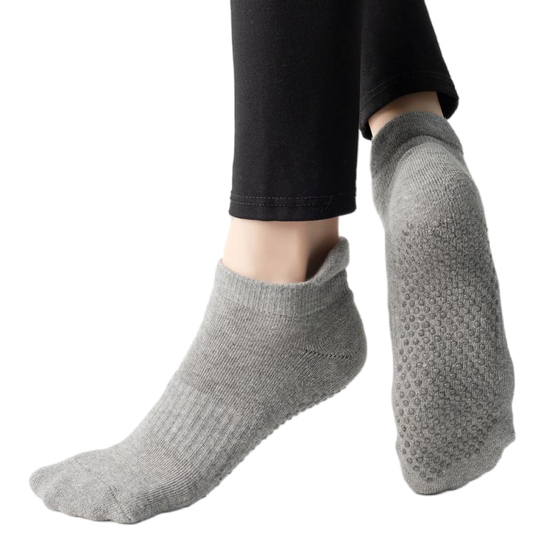 【Yoga Socks】D1浅麻灰-女士毛圈圆头瑜伽普拉提运动袜