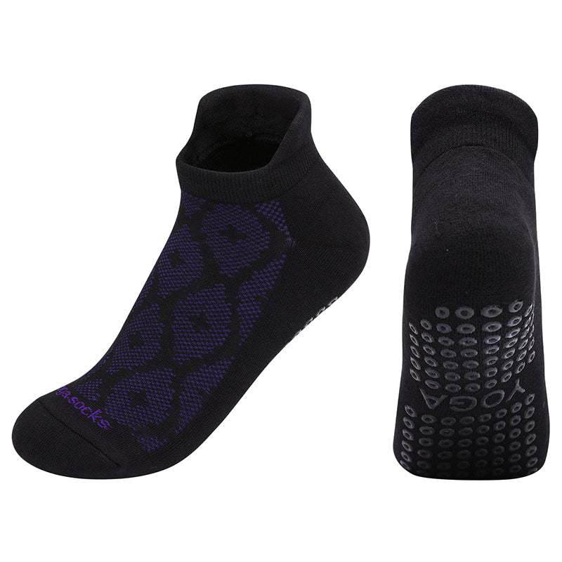 【Yoga Socks】D3黑紫-女士提花香薰毛圈圆头瑜伽普拉提运动袜