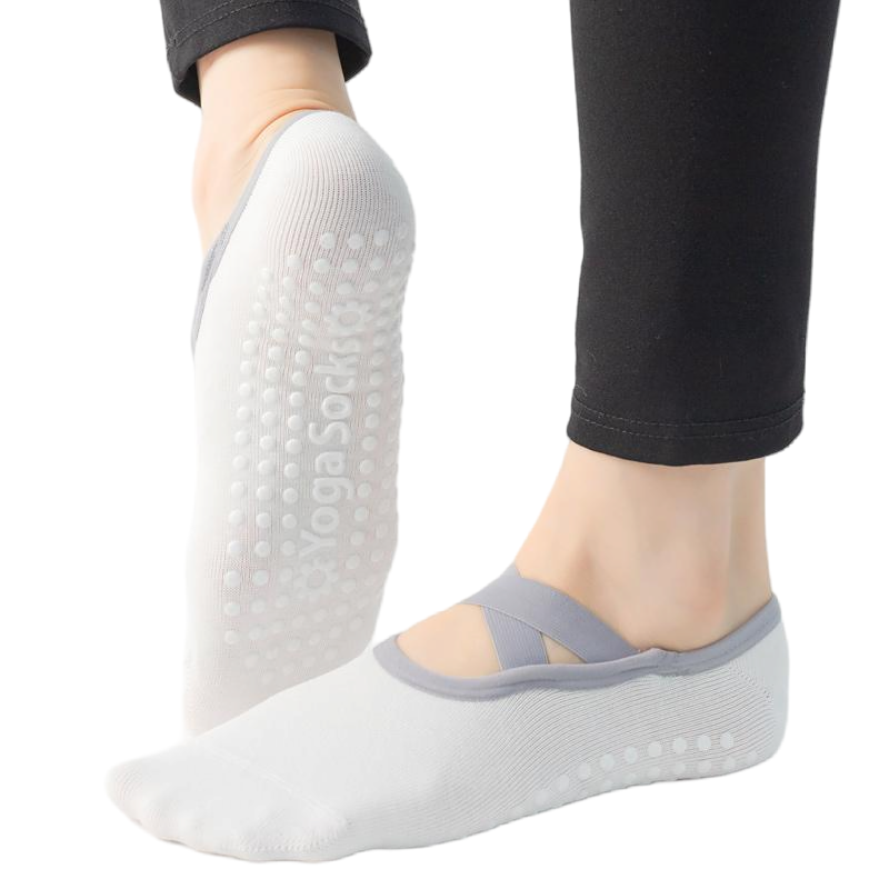 【Yoga Socks】H6白色-女士圆头瑜伽普拉提运动袜