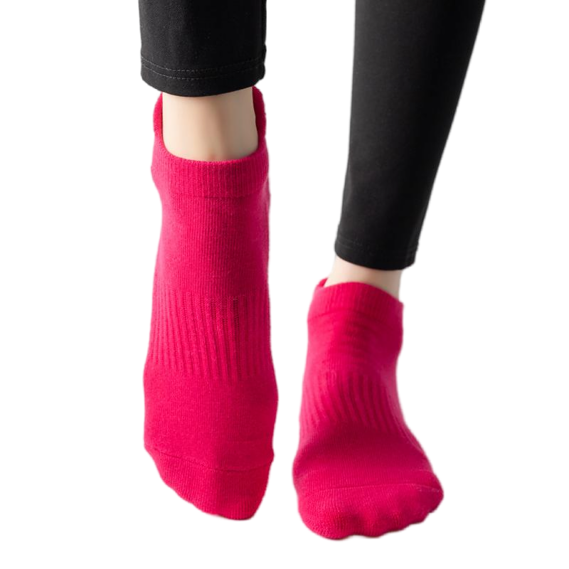 【Yoga Socks】D1玫红-女士毛圈圆头瑜伽普拉提运动袜