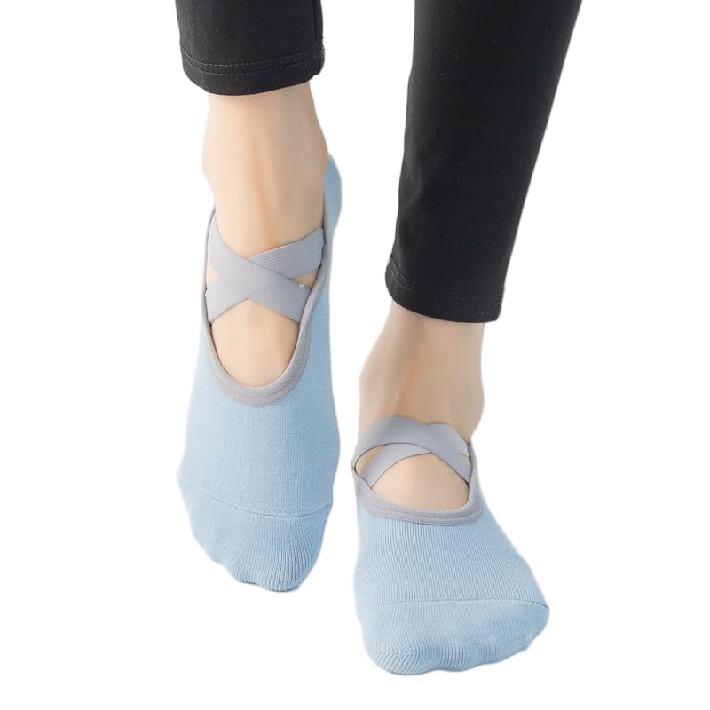 【Yoga Socks】H6浅蓝-女士圆头瑜伽普拉提运动袜