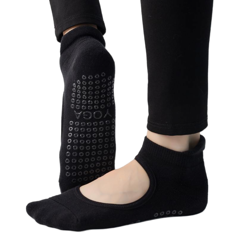 【Yoga Socks】A4黑色-女士毛圈圆头瑜伽普拉提运动袜
