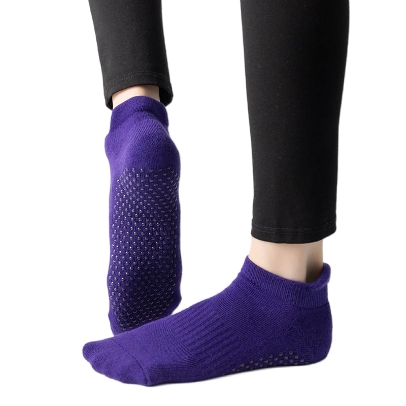 【Yoga Socks】D1紫罗兰-女士毛圈圆头瑜伽普拉提运动袜