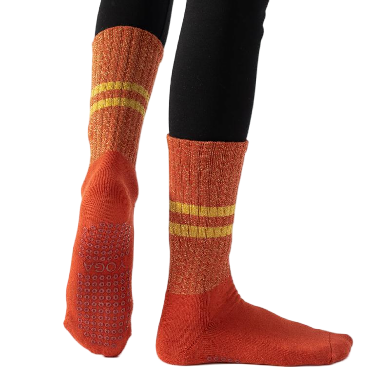 【Yoga Socks】D10中国红-女士金丝毛圈圆头瑜伽普拉提运动袜