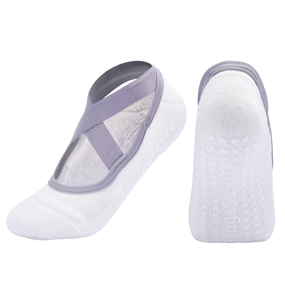【Yoga Socks】Q3白色-女士毛圈圆头瑜伽普拉提运动袜