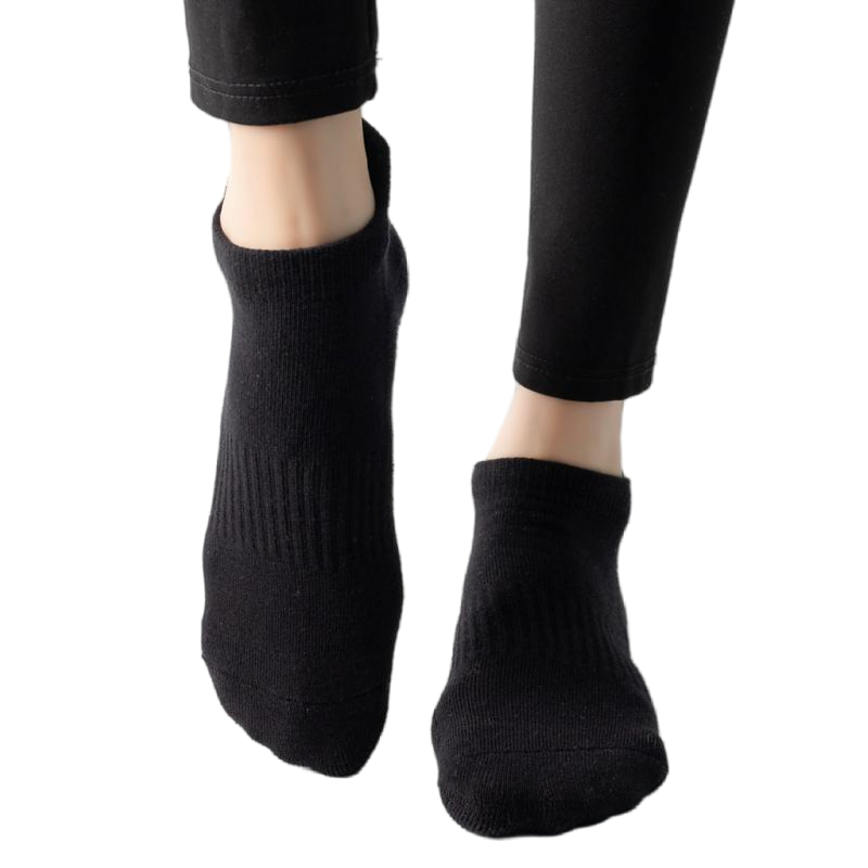 【Yoga Socks】D1黑色-女士毛圈圆头瑜伽普拉提运动袜