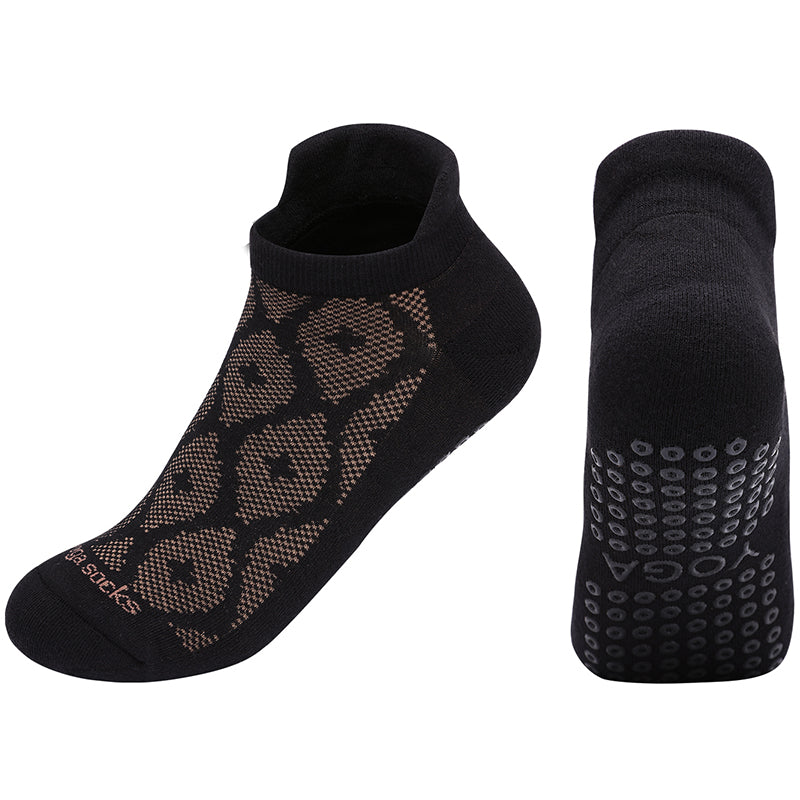【Yoga Socks】D3黑米-女士提花香薰毛圈圆头瑜伽普拉提运动袜