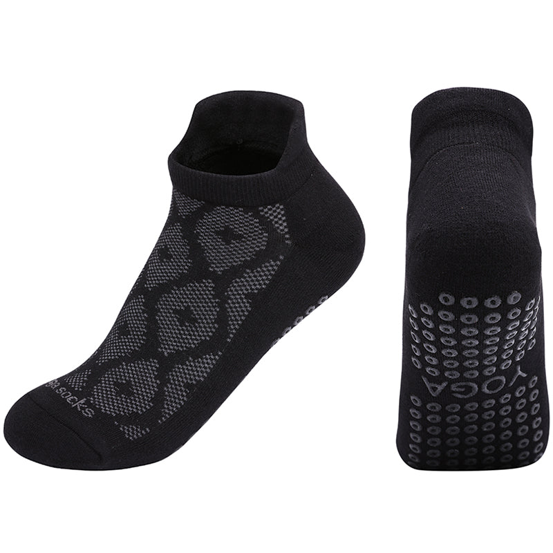 【Yoga Socks】D3黑灰-女士提花香薰毛圈圆头瑜伽普拉提运动袜