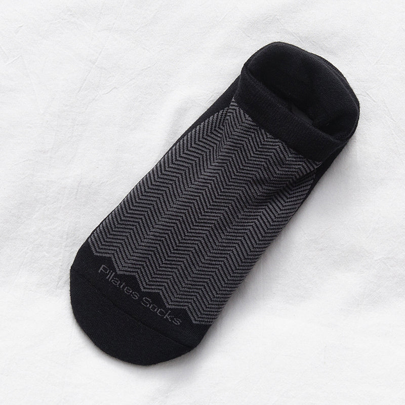 【Yoga Socks】D4黑灰-女士提花香薰毛圈圆头瑜伽普拉提运动袜