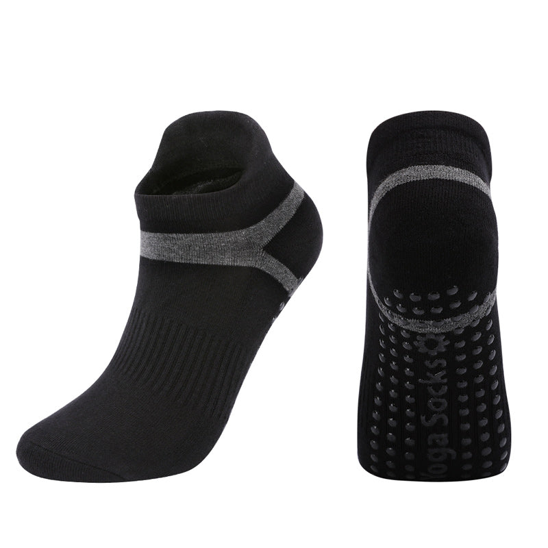 【Yoga Socks】D7黑灰-女士毛圈圆头瑜伽普拉提运动袜