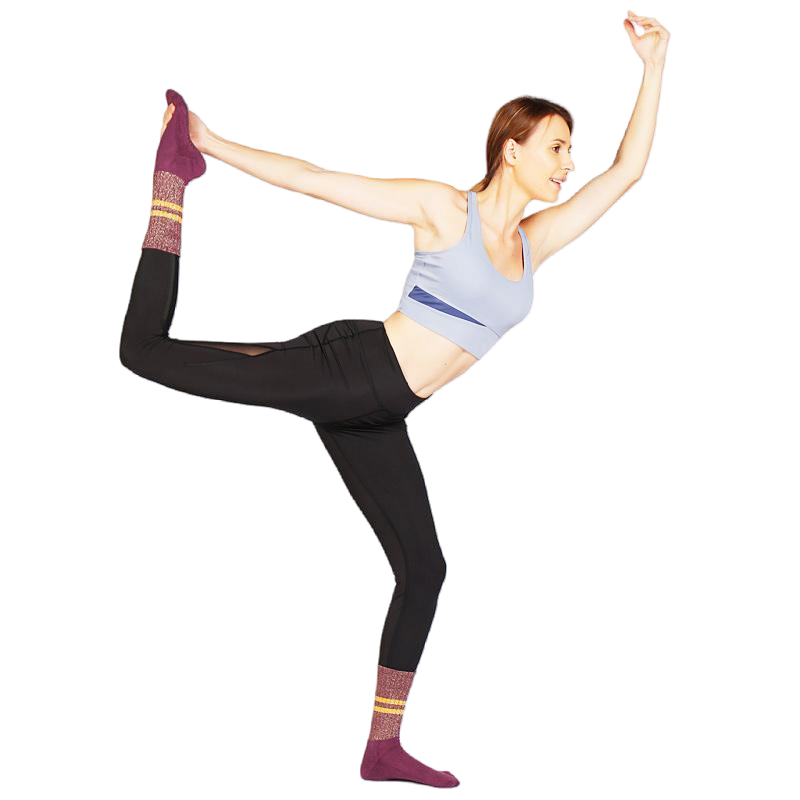【Yoga Socks】D10紫红-女士金丝毛圈圆头瑜伽普拉提运动袜