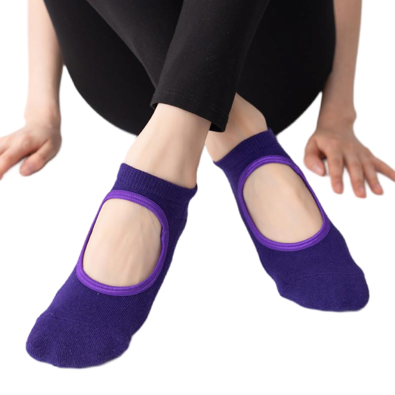 【Yoga Socks】A1紫罗兰-女士毛圈圆头瑜伽普拉提运动袜
