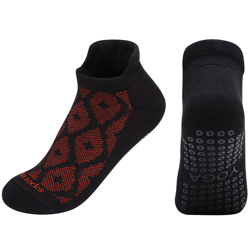 【Yoga Socks】D3黑红-女士提花香薰毛圈圆头瑜伽普拉提运动袜