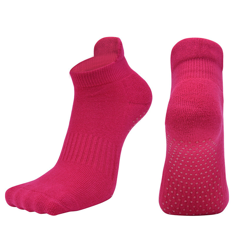 【Yoga Socks】D1玫红-女士毛圈圆头瑜伽普拉提运动袜
