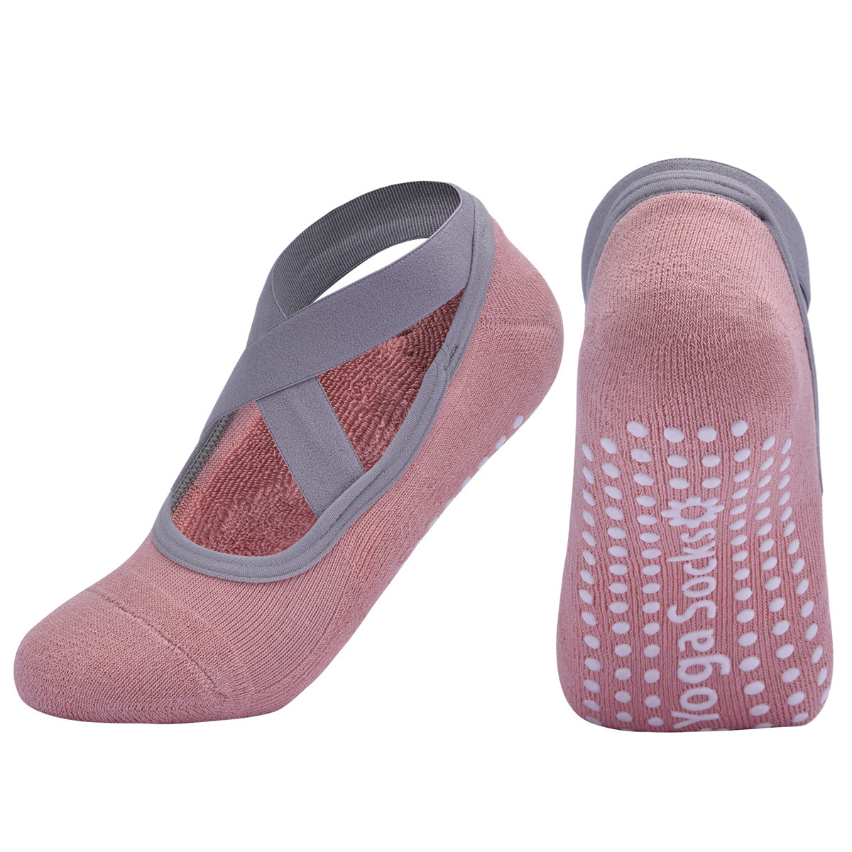【Yoga Socks】Q3粉色-女士毛圈圆头瑜伽普拉提运动袜