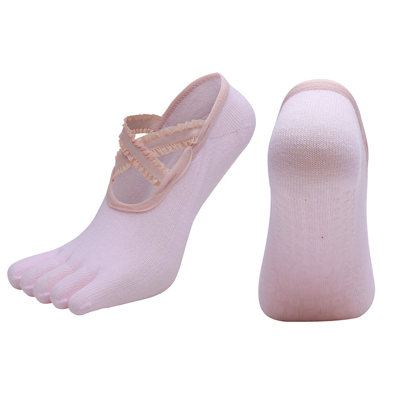 【Yoga Socks】W1浅粉-女士五指瑜伽普拉提运动袜