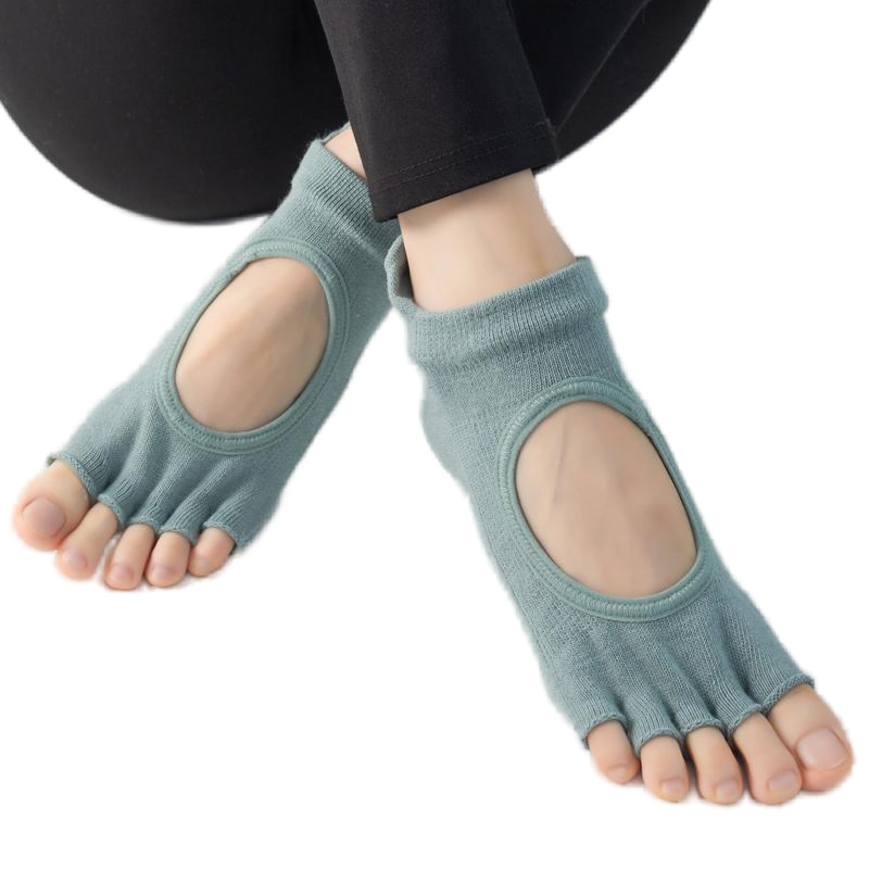 【Yoga Socks】C1孔雀绿-女士刺绣半趾瑜伽普拉提运动袜