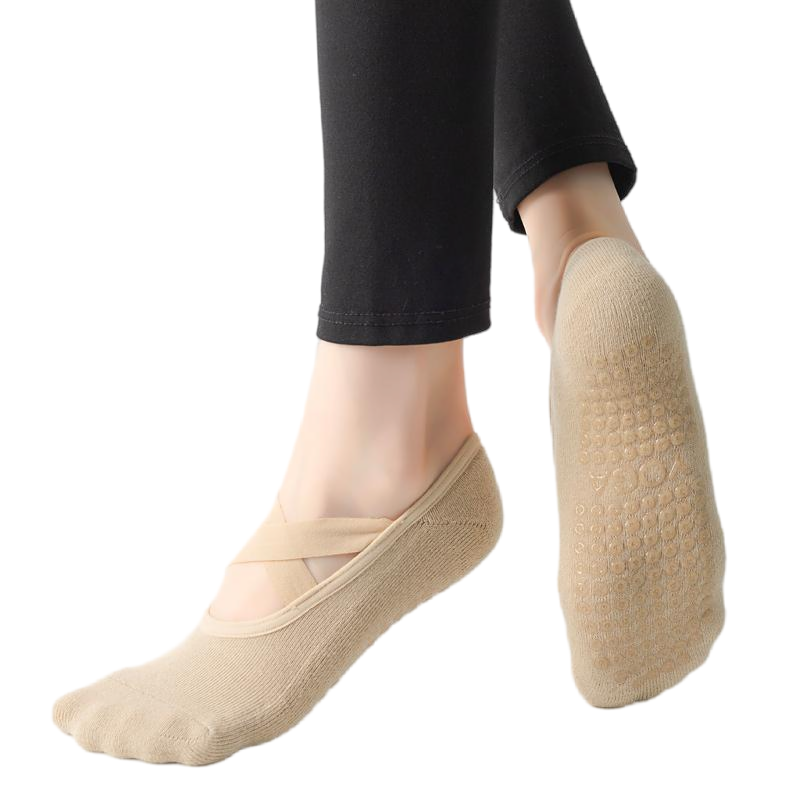 【Yoga Socks】Q2米色-女士毛圈圆头瑜伽普拉提运动袜