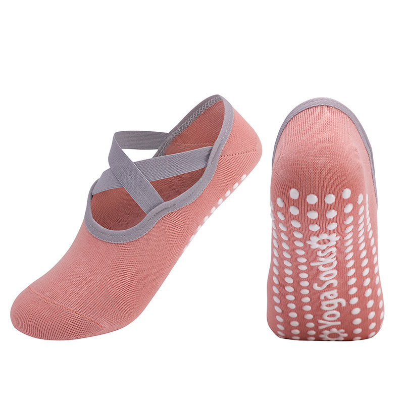 【Yoga Socks】H2粉色-女士圆头瑜伽普拉提运动袜