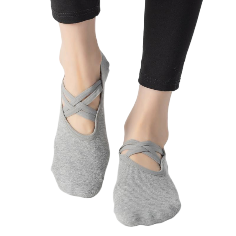 【Yoga Socks】H7浅麻灰-女士圆头瑜伽普拉提运动袜