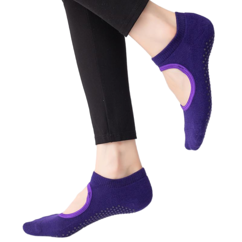 【Yoga Socks】A1紫罗兰-女士毛圈圆头瑜伽普拉提运动袜