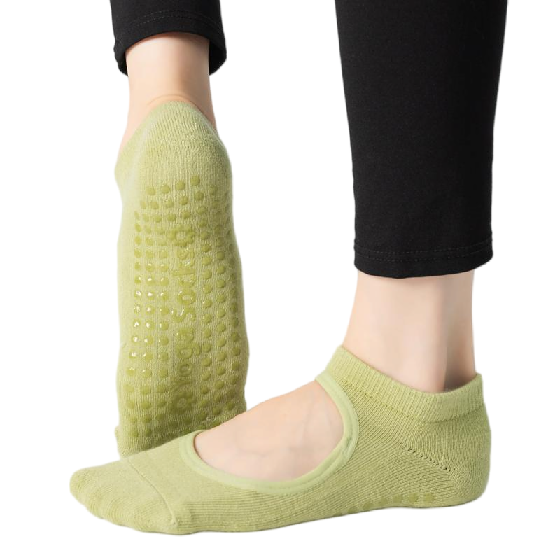 【Yoga Socks】A9绿色-女士毛圈圆头瑜伽普拉提运动袜