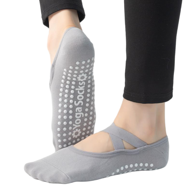 【Yoga Socks】H6浅灰-女士圆头瑜伽普拉提运动袜