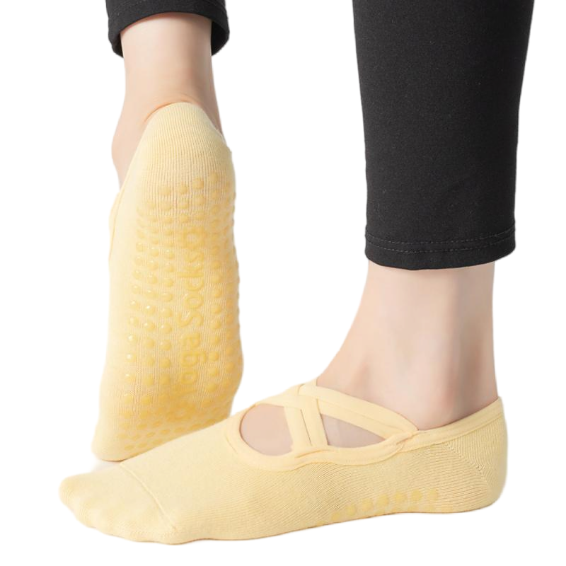 【Yoga Socks】H7黄色-女士圆头瑜伽普拉提运动袜