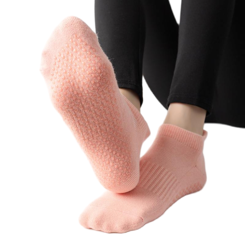 【Yoga Socks】D1珊瑚橙-女士毛圈圆头瑜伽普拉提运动袜