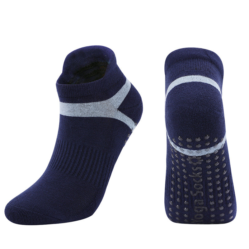 【Yoga Socks】D7青蓝-女士毛圈圆头瑜伽普拉提运动袜