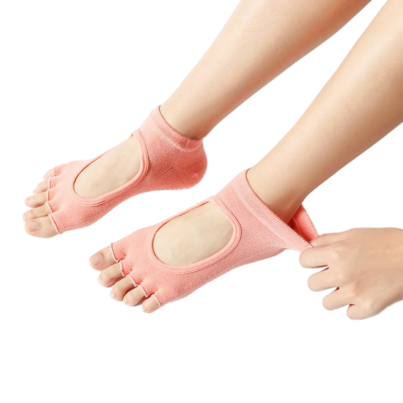 【Yoga Socks】F1珊瑚橙-女士半趾瑜伽普拉提运动袜