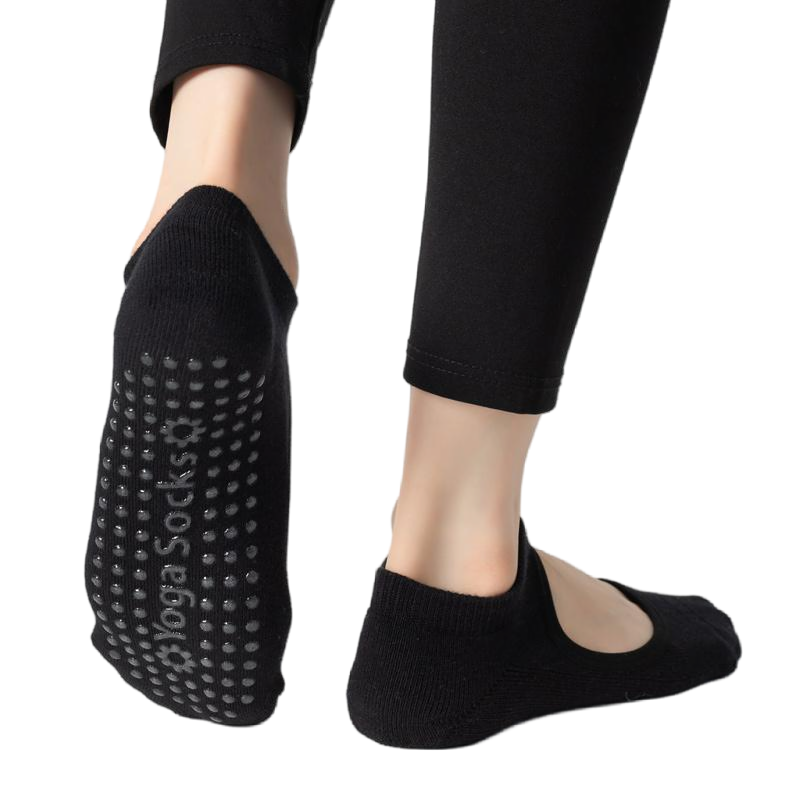 【Yoga Socks】A9黑色-女士毛圈圆头瑜伽普拉提运动袜