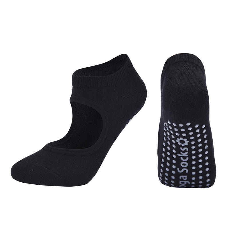 【Yoga Socks】K1黑色-女士圆头瑜伽普拉提运动袜